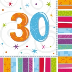 Serwetki papierowe kolorowe na 30 urodziny 33x33 cm